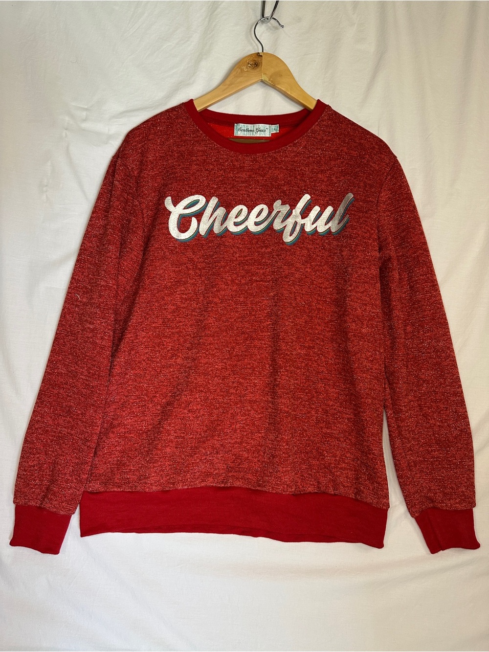 Southern Grace Red 'Cheerful' Crewneck Sweatshirt